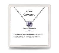 Presentski Collier de Naissance Argent 925 Collier Pierre de Lune Collier Pendentif Femme