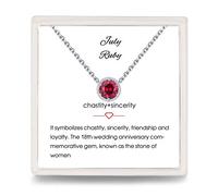 Presentski Collier Rubis Femme Juillet Collier de Naissance Argent 925 Collier Pendentif