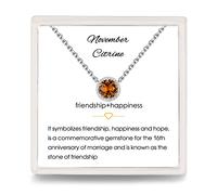 Presentski Collier Topaze Novembre Collier de Naissance Argent 925 Collier Pendentif Solitaire pour Femme Filles