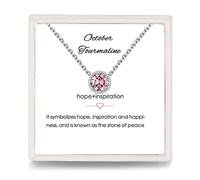 Presentski Collier Tourmaline Collier Pierre Precieuse avec Pendentif Solitaire Octobre Collier de Naissance