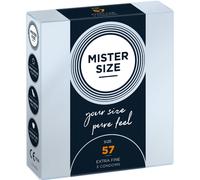 MISTER SIZE Préservatifs Ultra fins (Très Fins et Extra Lubrifiés) / Préservatifs Hommes Fins à Votre Taille 57 mm, Paquet de 3, Préservatifs Hommes Entièrement en Latex de Caoutchouc Naturel