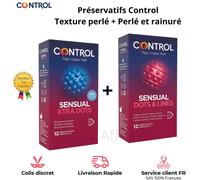 Preservatifs Control texture Perlé + Perlé rainuré. Capotes Homme Dots Lines