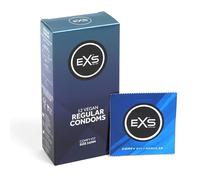 Préservatifs EXS Regular (paquet de 12) - coupe standard, latex haut de gamme avec lubrifiant non spermicide, forme évasée avec réservoir, vegan PETA, 3 ans, marquage CE, développés en Allemagne