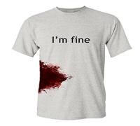 PRESERVED APRICOT I'm Fine Funny Slash Movie Gag Gift Injury Blood Very Funny T Shirt White XL