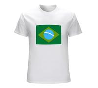 PRESERVED APRICOT Men's Brazil Flag Sound Activated LED Print T Shirt White M