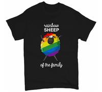 PRESERVED APRICOT Rainbow Sheep of The Family T-Shirt Gay Pride LGBT Support Funny Men's Black XXL