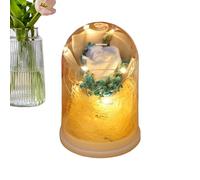 Preserved Flower - Eternal Rose Bouquet in Glass Dome, Infinity Flower Display with Soft LED Light, Romantic Home Decoration Keepsake, Elegant Table Shelf Ornament for Mom Women Grandma Wife Daughter