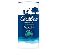 Préservez votre équilibre au quotidien avec CEREBOS Sel Fin Equilibre, 33% de sodium en moins et riche en potassium, format box de 90g - Lot de 4