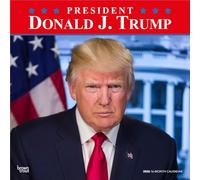 Président Donald J. Trump | Calendrier mural mensuel carré 2026 30,5 x 61 cm (suspendu) | Sans plastique | BrownTrout | Tour des apprentis célèbres républicains POTUS