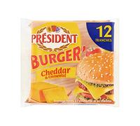 Président Fromage fondu Burger' Cheddar & emmental - Le paquet de 12 tranches, 200g