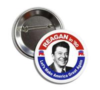 President Ronald Reagan Reagan Replica Badge à épingle politique Reagan en 80 Let's Made America Great Again Made in USA MAGA, Métal, Métal.