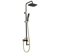 Présistance à haute pression piste de douche et combo de douche à main avec hauteur/angle d'extension réglable de hauteur, 3 fonctions douche de salle de bain carrée à haut débit, noir