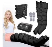 Presothérapie Jambes et Abdomen, Bottes de Pressothérapie pour Jambes, Machine de Massage à 6 Chambres pour Drainage Lymphatique et Circulation, 0-30 Min, 0-240 Mmhg Réglables (Noir, 2 jambes +