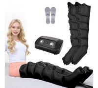 Presothérapie Jambes et Abdomen, Bottes de Pressothérapie pour les Jambes, Machine de Massage à 6 Chambres pour Drainage Lymphatique et Circulation, 0-30 Min, 0-240 Mmhg Réglables (Noir, 2 jambes L)