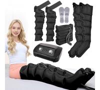 Presothérapie Jambes et Abdomen, Bottes de Pressothérapie pour les Jambes, Machine de Massage à 6 Chambres pour Drainage Lymphatique et Circulation, 0-30 Min, 0-240 Mmhg Réglables (Noir, Jambes+bras+