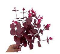 Presque naturel Bouquet de 20 feuilles d'eucalyptus artificielles colorées à 5 branches, fausses plantes, fleurs en soie, décoration de mariage, de fête à domicile fleurs artificielles(Burgundy)