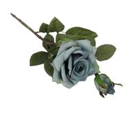 Presque naturel Décoration de mariage Fleurs artificielles Vives Toucher Réel Roses Fleur artificielle en soie Mariée Décoration d'intérieur 2 Têtes/bouquet fleurs artificielles(Latex-blue)