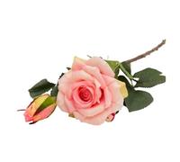 Presque naturel Décoration de mariage Fleurs artificielles Vives Toucher Réel Roses Fleur artificielle en soie Mariée Décoration d'intérieur 2 Têtes/bouquet fleurs artificielles(Latex Pink)