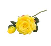Presque naturel Décoration de mariage Fleurs artificielles Vives Toucher Réel Roses Fleur artificielle en soie Mariée Décoration d'intérieur 2 Têtes/bouquet fleurs artificielles(Latex Yellow)