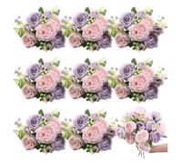 Presque naturel Lot de 4 à 20 bouquets de pivoines artificielles, fausses fleurs bohèmes, centre de table artificiel, bouquet de printemps, décoration florale de mariage fleurs artificielles(Light pin
