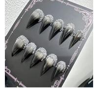 Press Claw on Nails Long Stiletto Green Rendering Gothic Style Halloween Witch Vampire Press on Nails Reusable Thick Acrylic Cat Dragon Eagle Claw False Nail Glossy Glue on Nail (M)