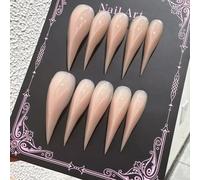 Press Claw on Nails Long Stiletto Hot Girls Pink Nude Halloween Punk Gothic Style Reusable Thick Acrylic Press on Nails Cat Dragon Eagle Claw False Nail with Designs Glossy Glue on Nail (S)