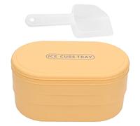 Press Ice Cube Tray 72 Cubes, Press Ice Maker with Lid, Large Capacity Freezer Ice Mold in Food Grade Silicone and Plastic, Stackable Ice Tray for Home Bar Party Use (Jaune)