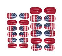 Press On Lot de 24 faux ongles design pour femme - Look patriotique - Ajustement confortable - Manucure pour femmes, pour rendez-vous, célébrations et apparitions au théâtre