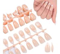 Press on nails 100 faux ongles à coller, courts, moyens, carrés, portables, 10 tailles, couverture complète, décoration des doigts pour Manucure(Color8)