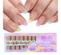 Press on Nails 150 Pièces Faux Ongles Court Carrés Français Ballerine Ongles à Coller Naturel Couverture Complète Artificial False Nails Ongles Autocollants Nail Art pour Femmes Et Filles