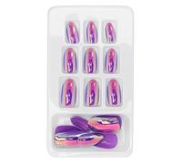Press On Nails, 24pcs Faux Ongles À La Mode Faux Ongles Press On Nails Court Détachable Couleur Vive Faux Ongles Patch Couverture Complète Nail Art Conseils Réutilisables Faux