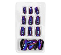 Press On Nails, 24pcs Faux Ongles À La Mode Faux Ongles Press On Nails Court Détachable Couleur Vive Faux Ongles Patch Couverture Complète Nail Art Conseils Réutilisables Faux