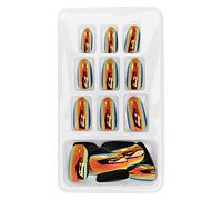 Press On Nails, 24pcs Faux Ongles À La Mode Faux Ongles Press On Nails Court Détachable Couleur Vive Faux Ongles Patch Couverture Complète Nail Art Conseils Réutilisables Faux