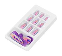 Press On Nails, Faux Ongles French Tip Press On Nails 24pcs Faux Ongles À La Mode Détachables Couleur Vive Faux Ongles Patch Couverture Complète Nail Art Conseils Réutilisables