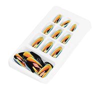 Press On Nails, French Tip Press On Nails Faux Ongles Détachables Couleur Vive Faux Ongles Patch Couverture Complète Nail Art Tips 24pcs Faux Ongles À La Mode Extensions De Faux