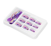 Press On Nails, French Tip Press On Nails Faux Ongles Détachables Couleur Vive Faux Ongles Patch Couverture Complète Nail Art Tips 24pcs Faux Ongles À La Mode Extensions De Faux
