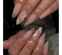 Press On Nails Lot de 24 faux ongles brillants en forme de fleur de fleur, longueur moyenne, en ABS, longue durée de vie, application rapide