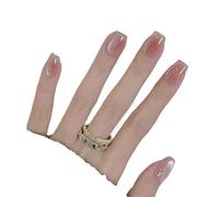 Press on nails Lot de 24 faux ongles courts à coller, motifs mignons, amovibles pour Manucure(Color18)