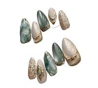 Press on nails Lot de 24 faux ongles ovales amovibles à coller pour Manucure(Color15)