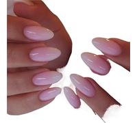 Press on nails Lot de 24 faux ongles ovales courts roses à coller, effet ombré simple, for un look printanier chic et tendance. Amovibles et faciles à porter. pour Manucure(Color18)