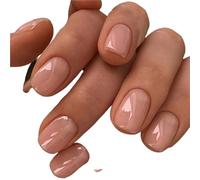 Press on nails Lot de 24 faux ongles ovales courts roses à coller, effet ombré simple, for un look printanier chic et tendance. Amovibles et faciles à porter. pour Manucure(Color15)