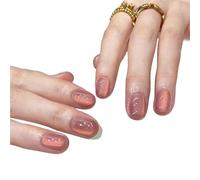 Press on nails Lot de 24 faux ongles ovales courts roses à coller, effet ombré simple, for un look printanier chic et tendance. Amovibles et faciles à porter. pour Manucure(Color5)
