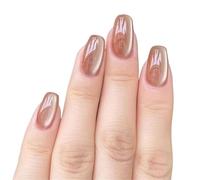 Press on nails Lot de 24 faux ongles ovales courts roses à coller, effet ombré simple, for un look printanier chic et tendance. Amovibles et faciles à porter. pour Manucure(Color20)