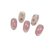 Press on nails Lot de 24 faux ongles ovales courts roses à coller, effet ombré simple, for un look printanier chic et tendance. Amovibles et faciles à porter. pour Manucure(Color13)