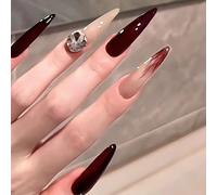Press On Nails Lot de 30 faux ongles artificiels de luxe avec strass pour le bureau et les fêtes