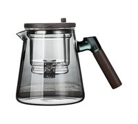 Press Teapot for Tea, 750ml Glass Teapot, Wooden Handle Teapot, Water Separation Teapot, Tea Press with Filter, Stylish Tea Brewing Pot, Elegant Press Teapot with Wooden Handle for Tea Lovers