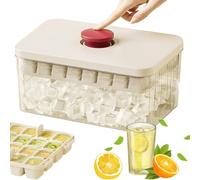 Press Type Ice Tray with Bin 3 Tier 96 Grid Ice Block Mold with Lid | Easy Release Ice Maker for Home Kitchen Apartment Dormitory Camping Party Beverage Coffee Cocktails and Drinks