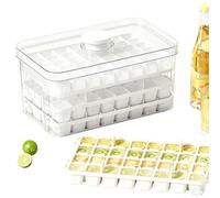 Press Type Ice Tray with Bin 3 Tier 96 Grid Ice Block Mold with Lid | Easy Release Ice Maker for Home Kitchen Apartment Dormitory Camping Party Beverage Coffee Cocktails and Drinks