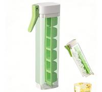 Press Type Silicone Ice Cube Tray with Lid, Easy Release Ice Mold for Cocktails Coffee & Water Bottles, Space Saving Cylinder Design, 6 Cubes per Press, One Glass Ice Maker