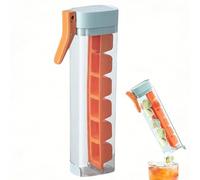 Press Type Silicone Ice Cube Tray with Lid, Easy Release Ice Mold for Cocktails Coffee & Water Bottles, Space Saving Cylinder Design, 6 Cubes per Press, One Glass Ice Maker
